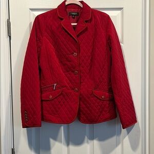 Talbots Red Blazer Quilted Suit Jacket‎ Size 10